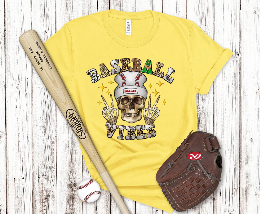 ‘Skullin’ It – Baseball Vibes’ 💀⚾✌️